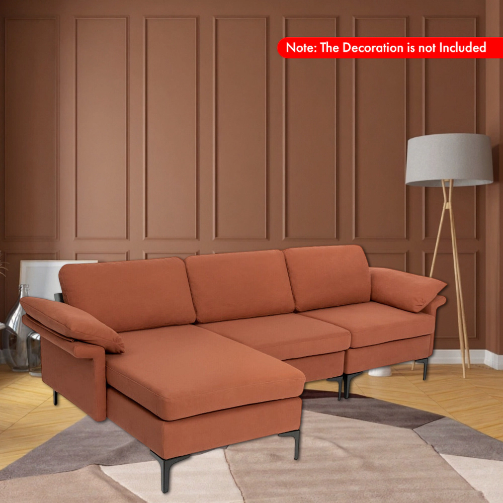 Hivvago Spacious L-Shaped Sectional Couch with Reversible Chaise Lounge