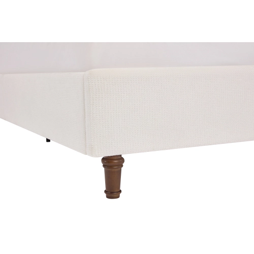 Flynama California King Bed, 54" Tall Chenille Headboard, Cream White, No Box Spring Needed