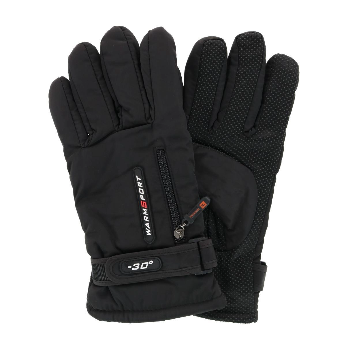 CTM® Men's Lined Winter Gloves with Zipper Pocket
