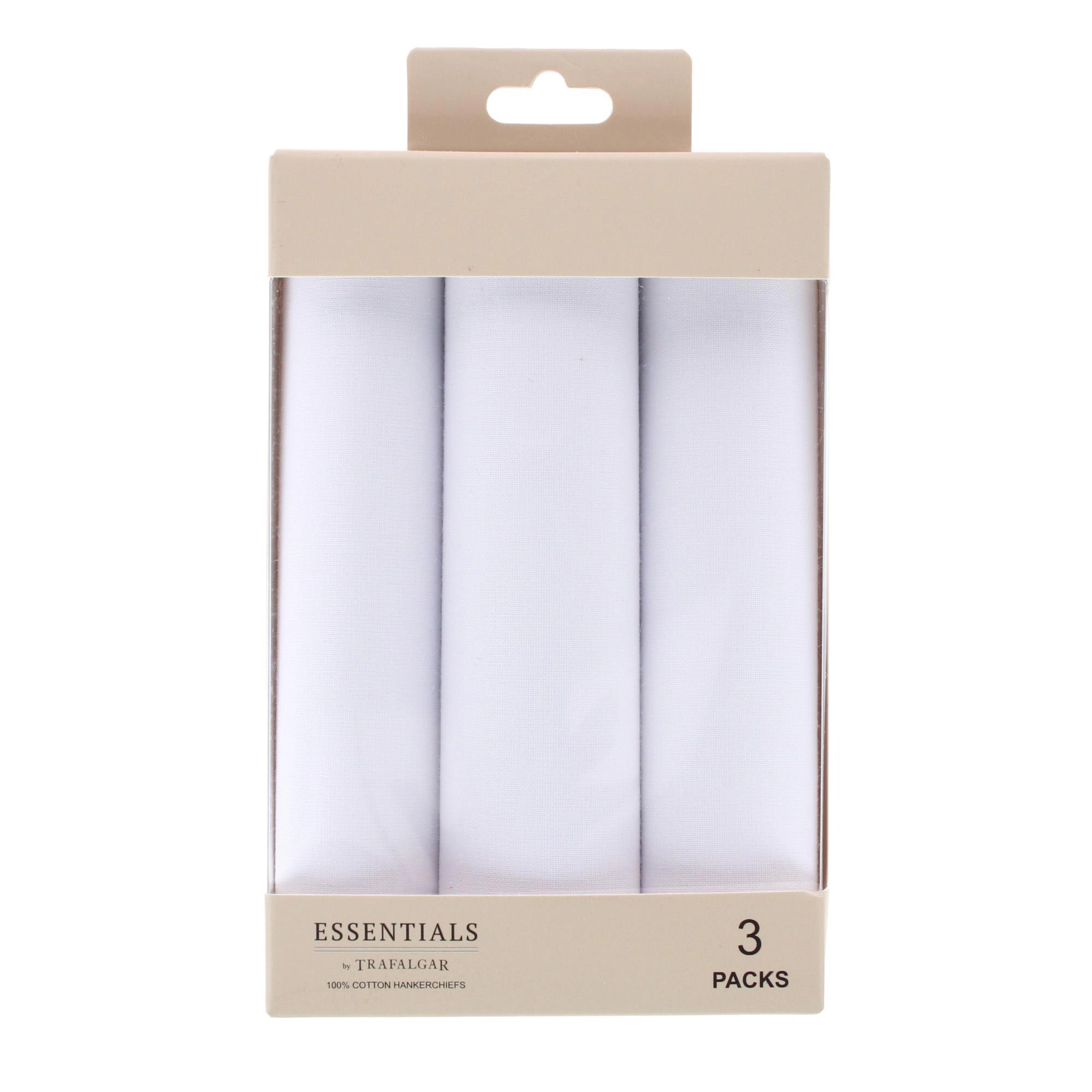 Essentials by Trafalgar Classic White 3 Pack Handkerchiefs