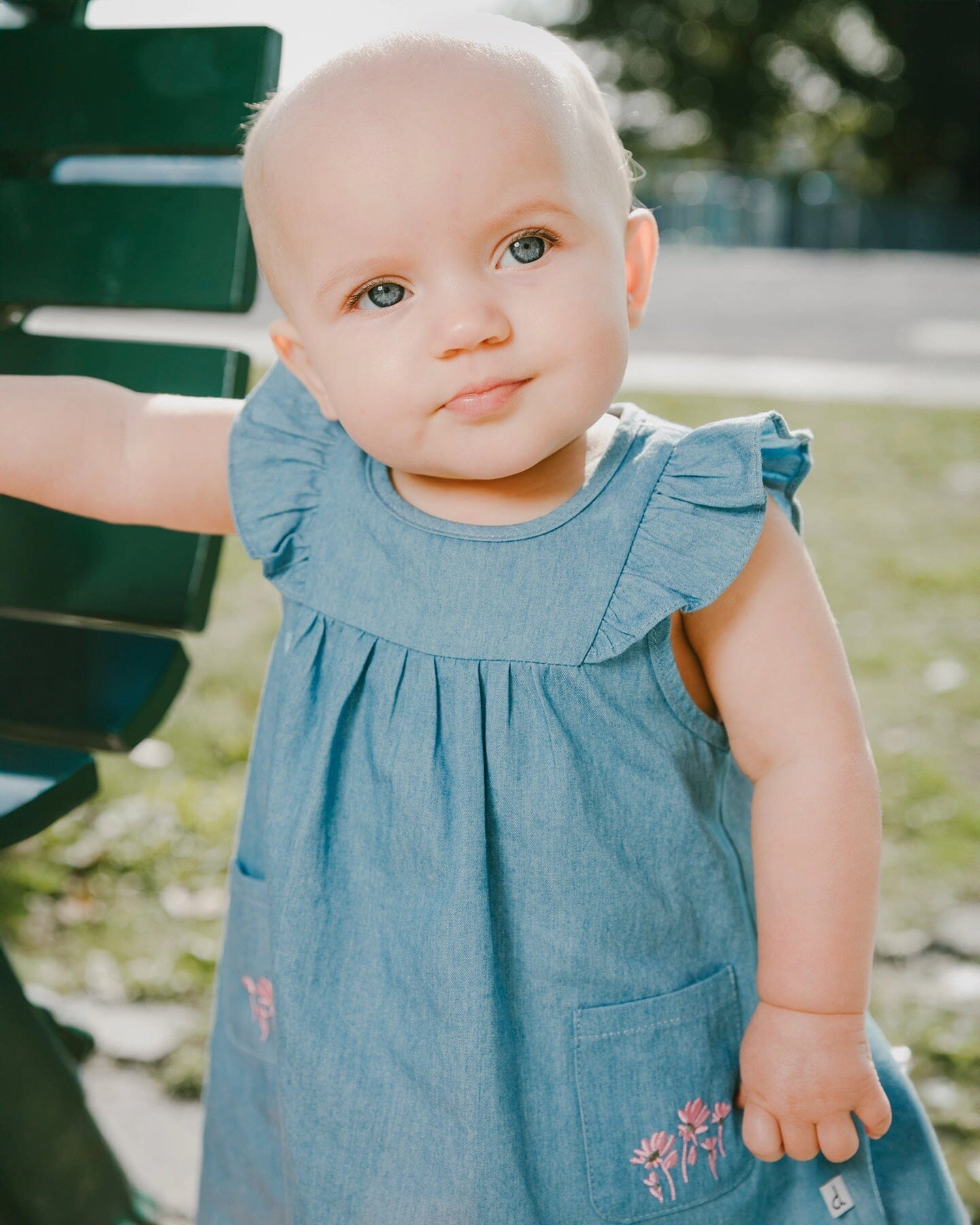Deux par Girls Chambray Dress and Bloomer Set