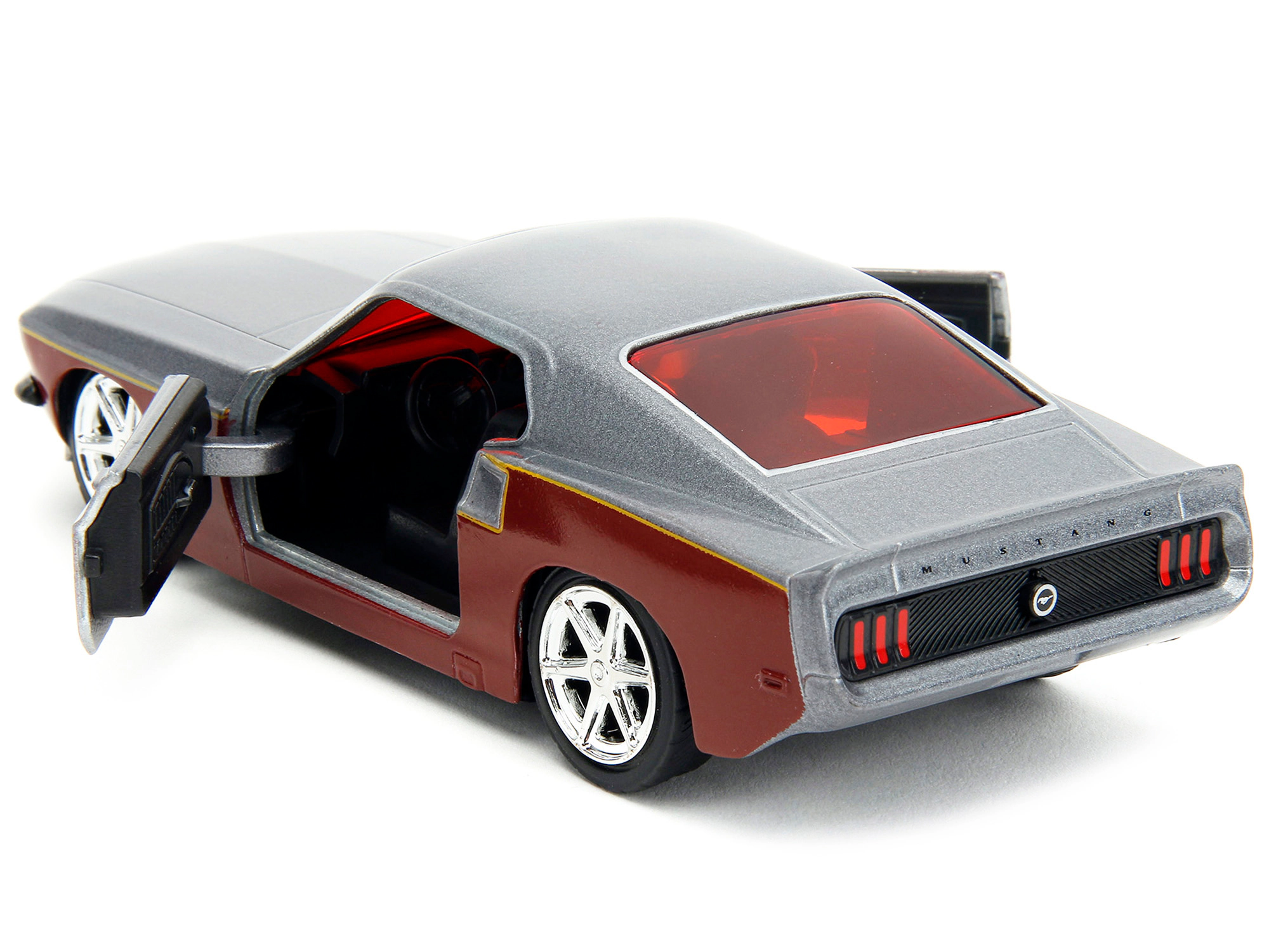 Jada 1969 Ford Mustang Silver Metallic and Dark Red and Star Lord Diecast Figure "Marvel Guardians of the