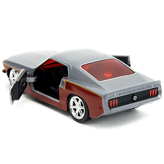 Jada 1969 Ford Mustang Silver Metallic And Dark Red And Star Lord Diecast Figure "Marvel Guardians Of The
