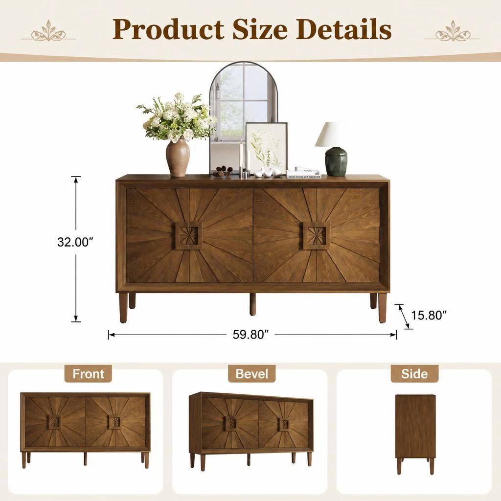 GOODSILO Freestanding Multi-Compartment Floor Storage Cabinet