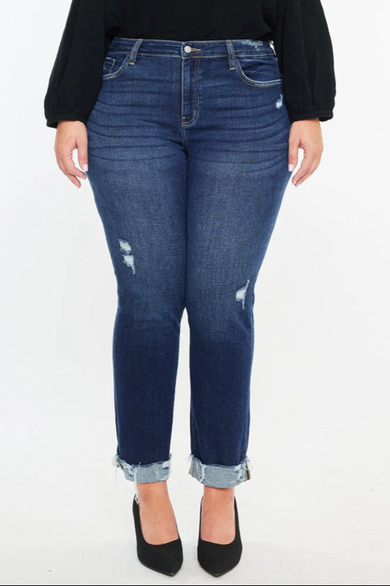 KanCan Women's Plus Essentials Mid Rise Slim Straight Leg Jeans Emely