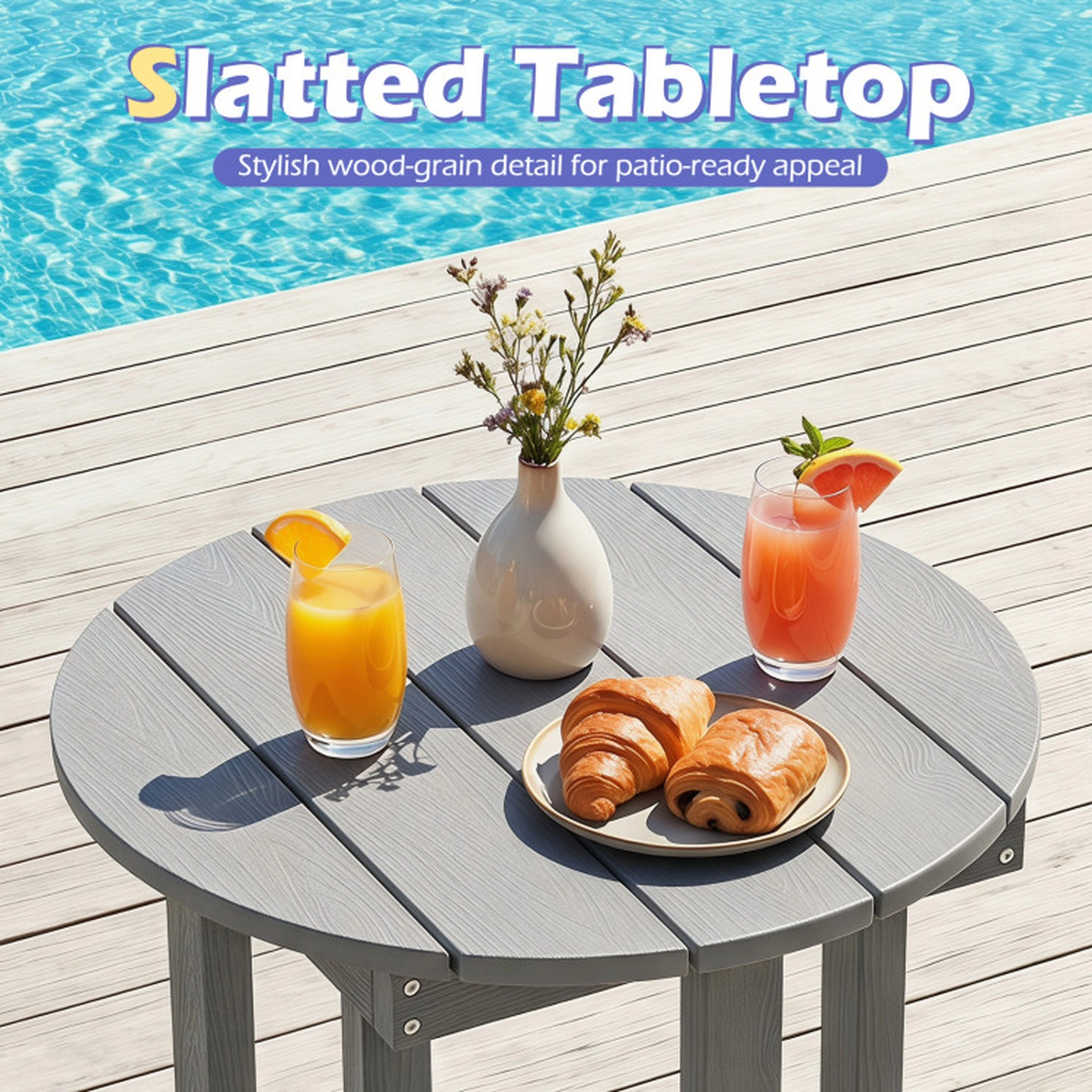 SUGIFT Weather-Resistant HIPS Adirondack Side Table 66-lb Capacity 18-in Square Top 1-Pc Black Coffee Gray White