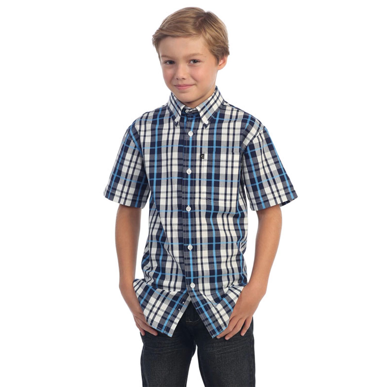Gioberti Boy's Casual Plaid Checkered Short Sleeve Button Down Shirt