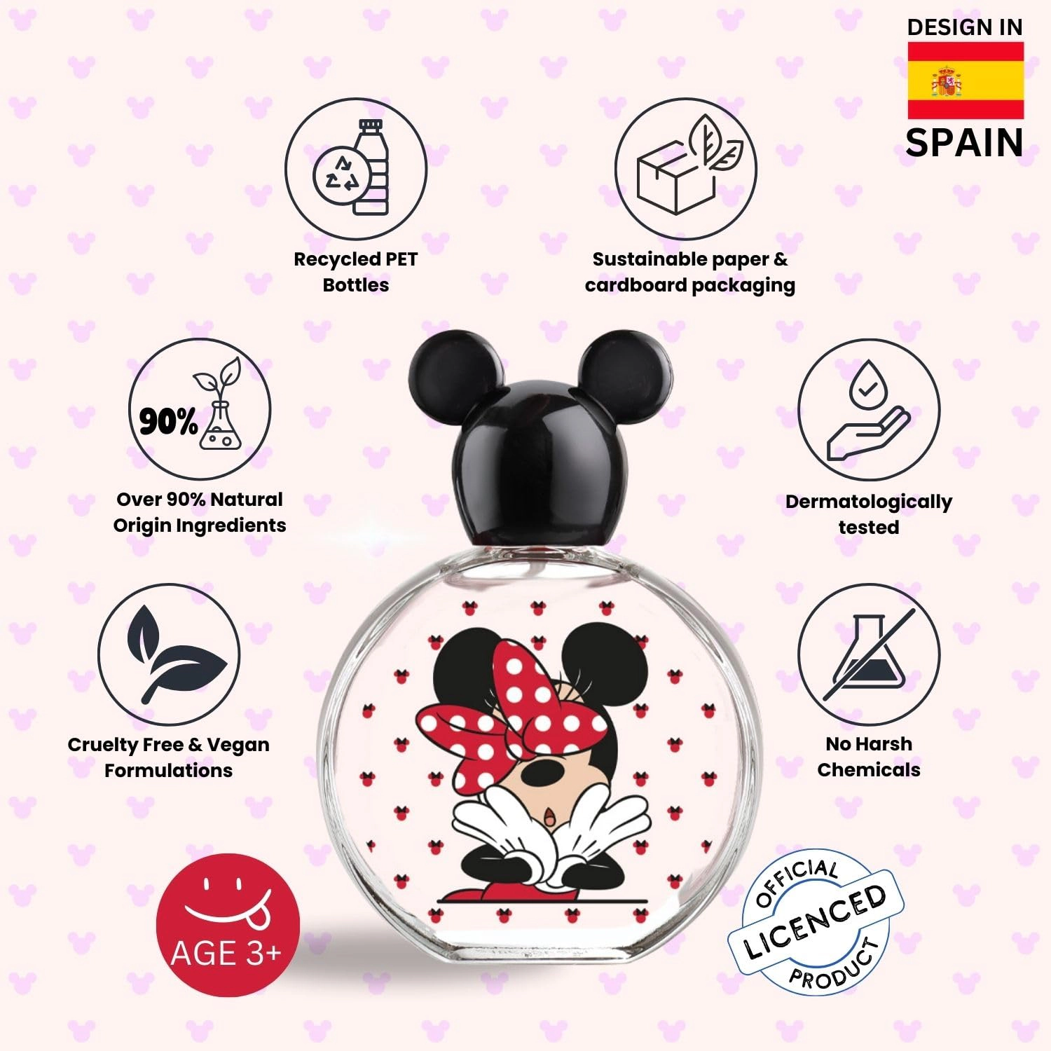 Disney Minnie Mouse Eau de Toilette Spray for Girls - Floral Fruity 3.4 fl oz (100 ml)