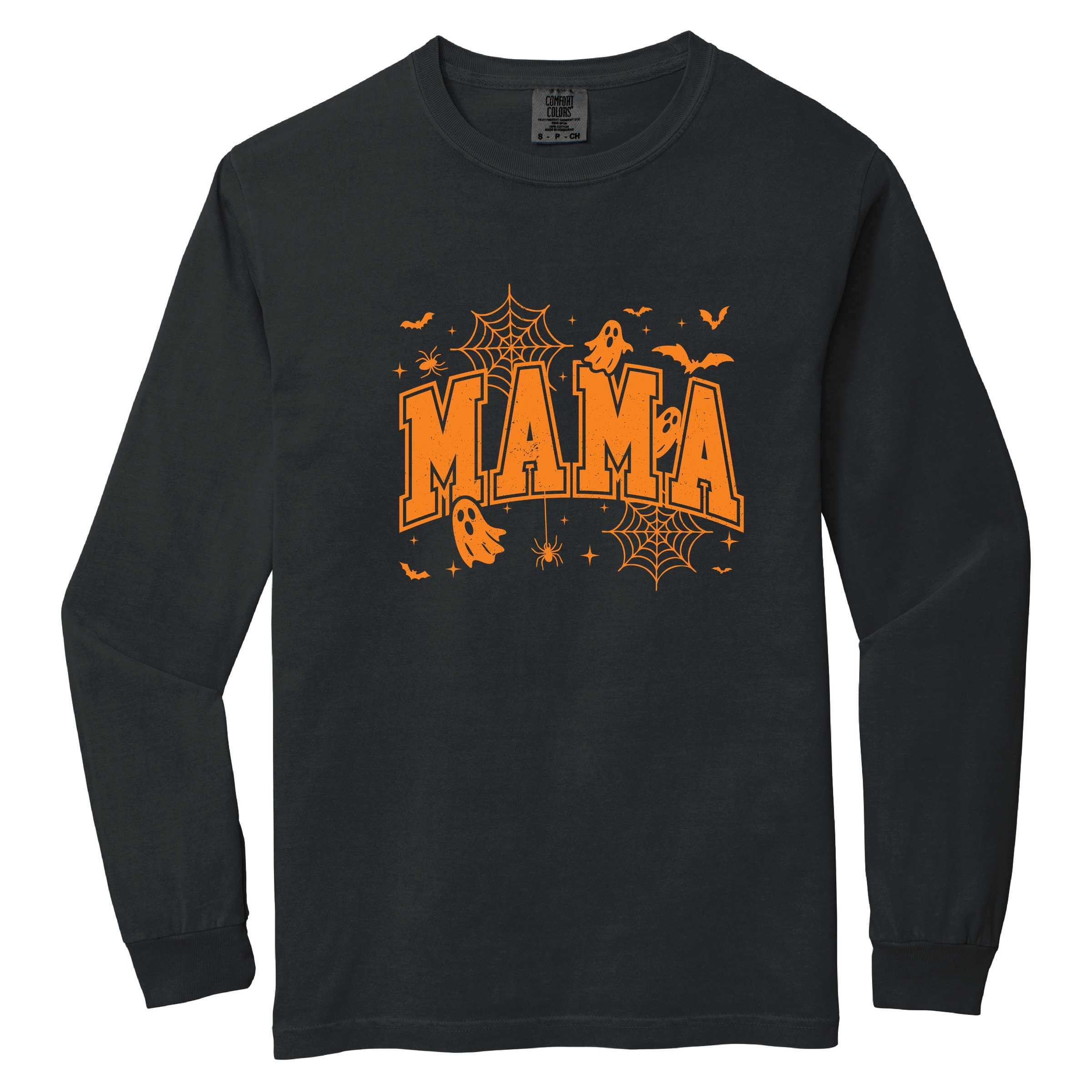 Simply Sage Market - Women's Garment Dyed Long Sleeve Graphic T-Shirt Mama Halloween Varsity