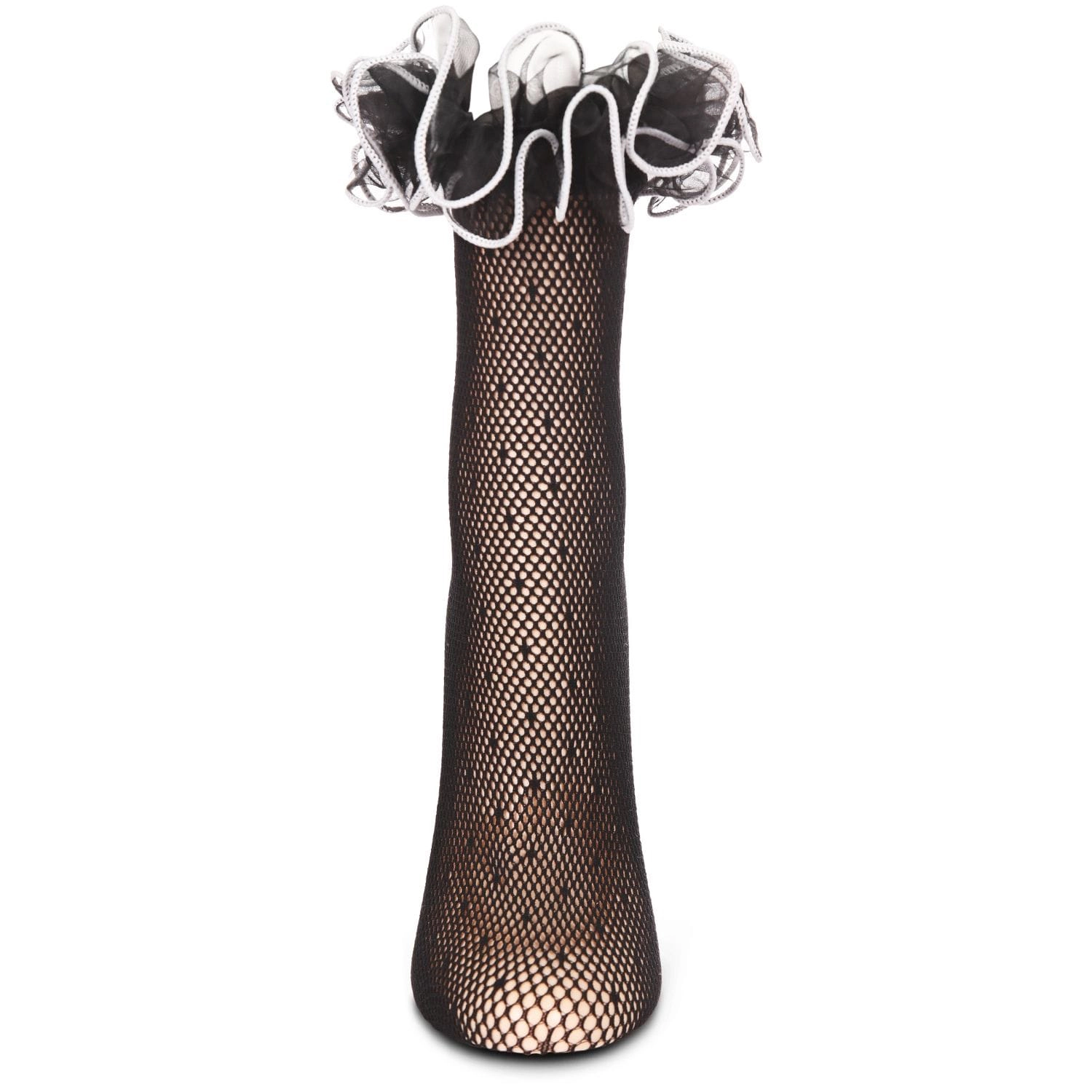 MeMoi Women's Swiss Dot Ruffle Lace Cuff Sheer Crew Socks