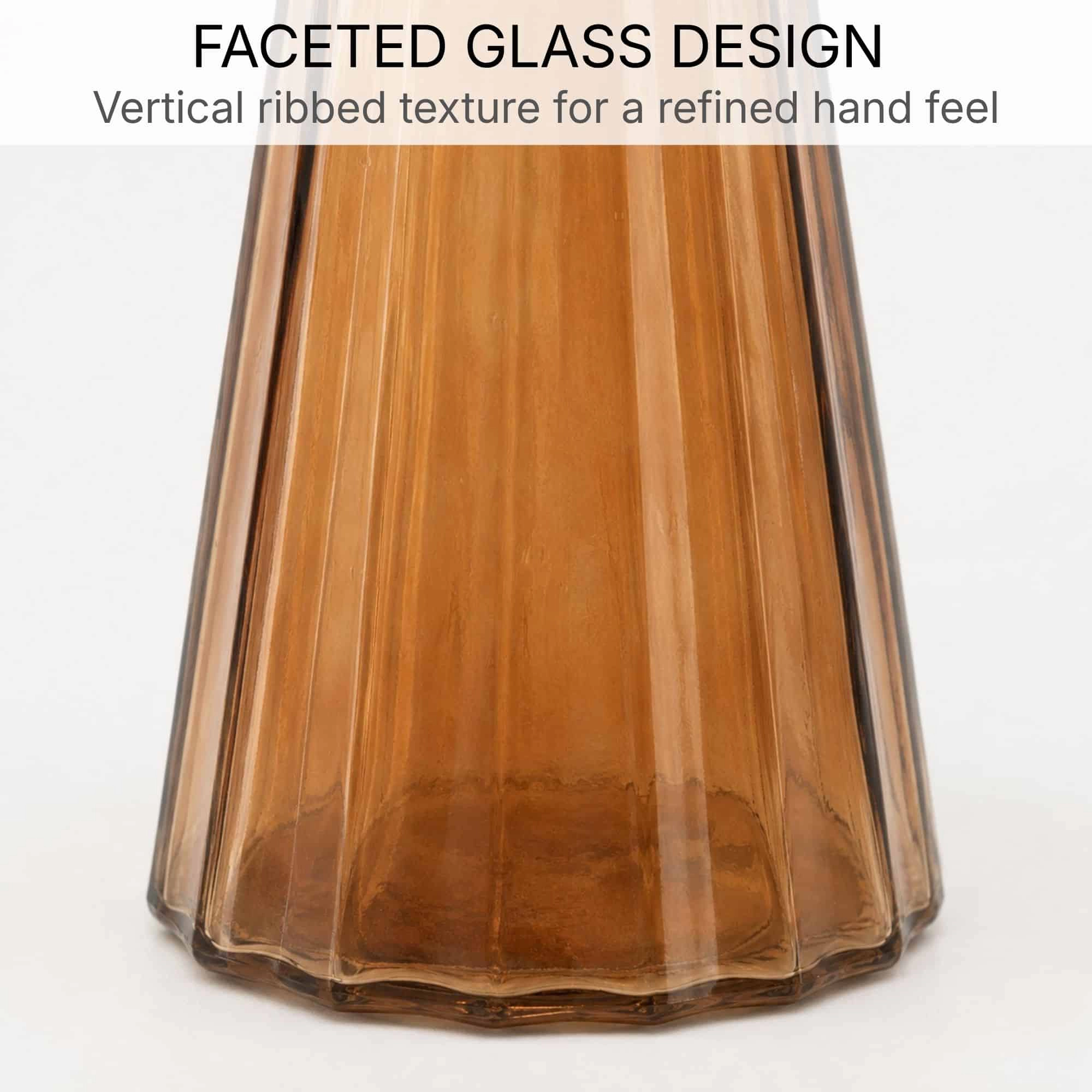 Evideco Faceted Glass Soap Dispenser with Matte Black Pump, 10 oz.