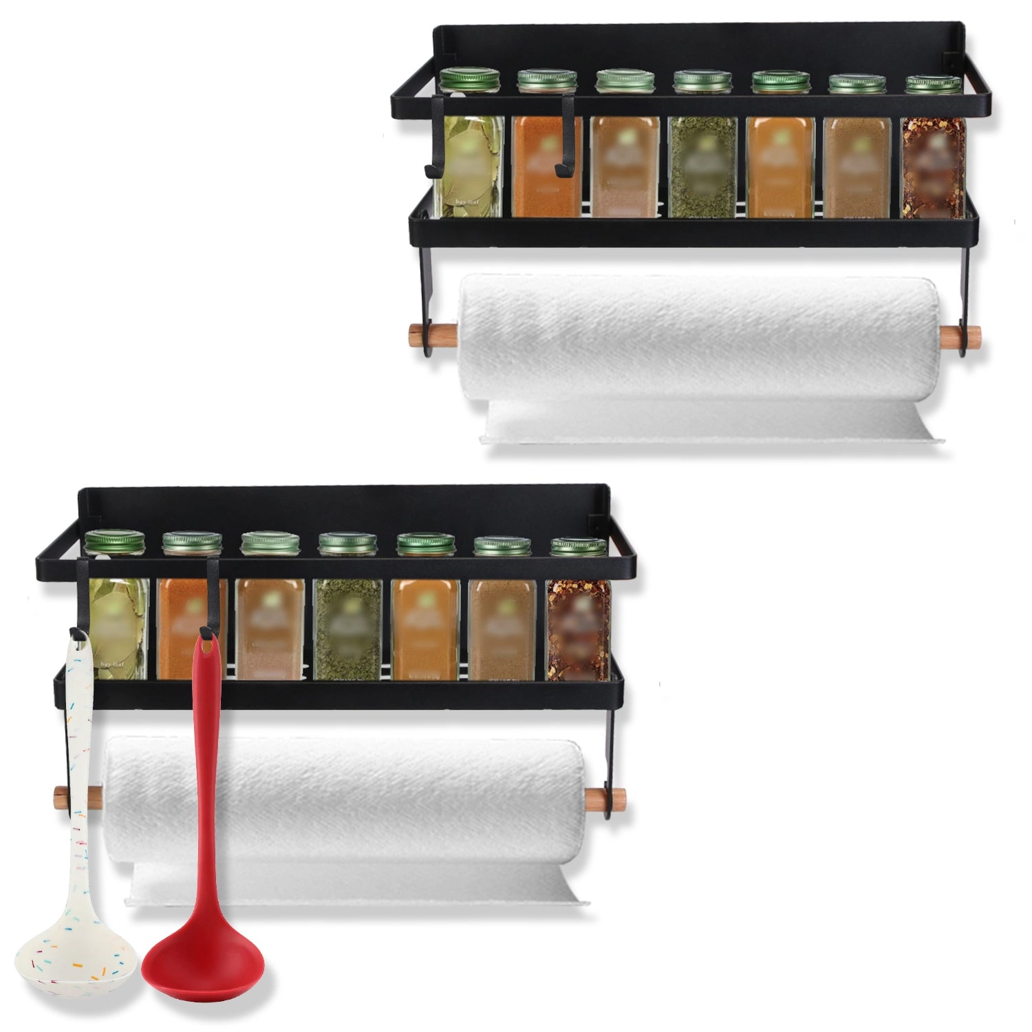 GBruno 2-Piece Magnetic Spice Rack With Paper Towel Holder