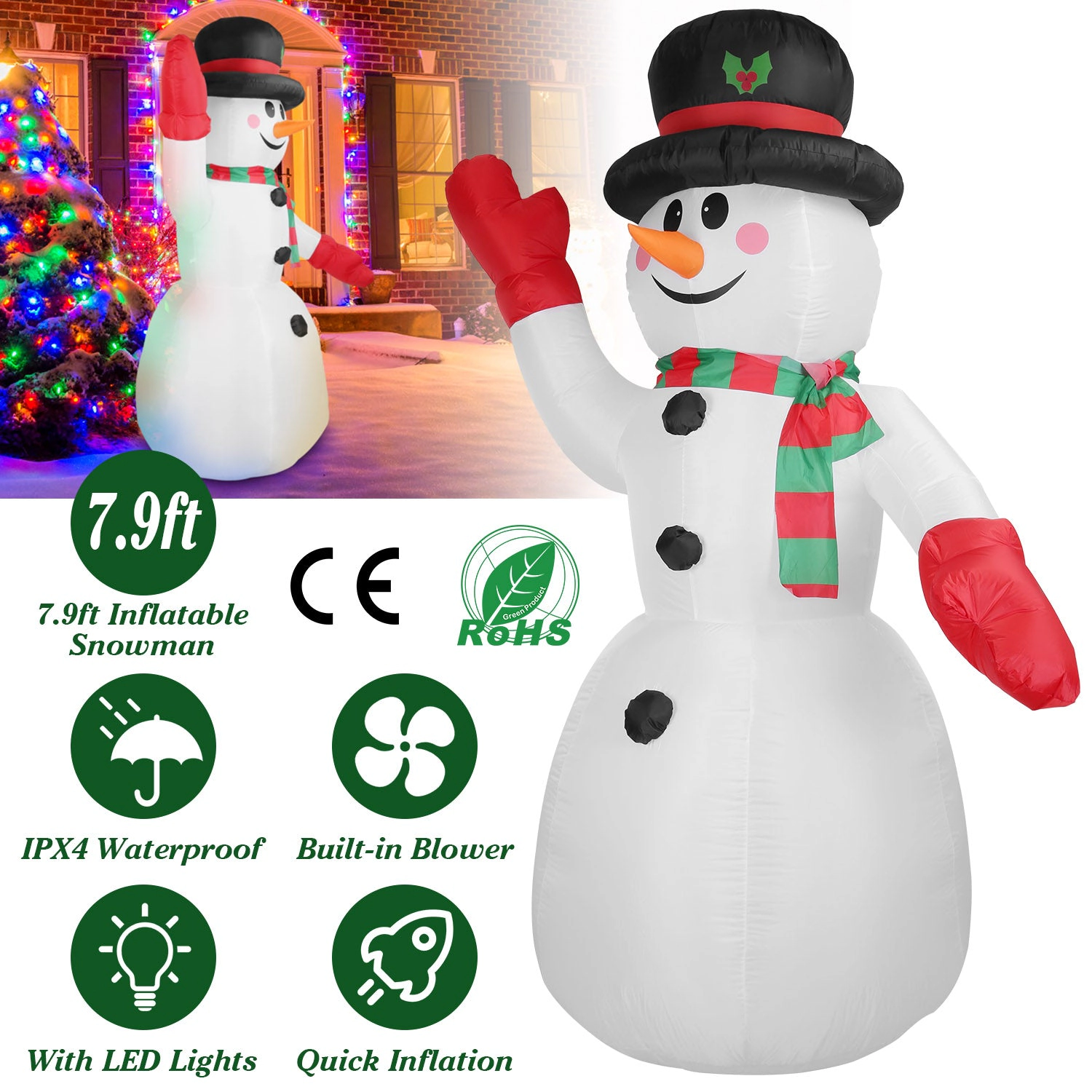 GBruno 7.9ft LED Inflatable Christmas Snowman Decor