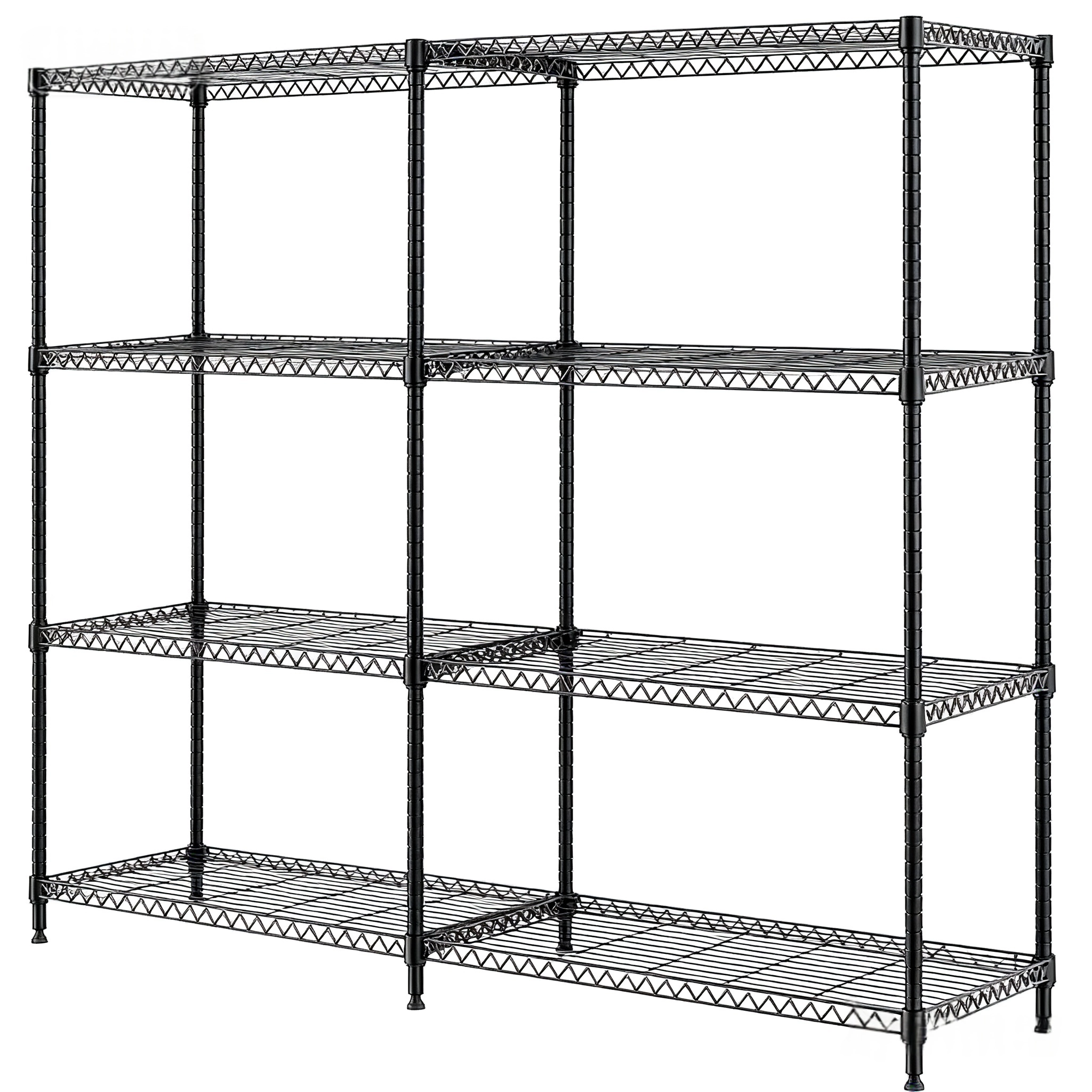 Flynama 4 Tier Black Wire Shelving 1200LBS 59.5H x 33.5W x 15.8D in Adjustable Metal Pantry and Garage Storage Rack