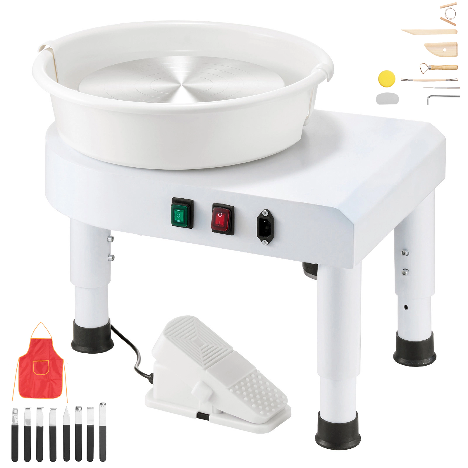 HONGGE Pottery Wheel Ceramic Wheel Forming Machine 60-300 RPM Adjustable Speed with Foot Pedal Control Detachable Basin
