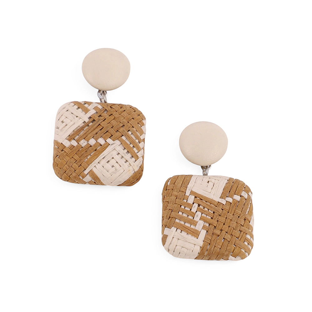 SOHI Women's The Rattan Drop Earrings - Tan Brown