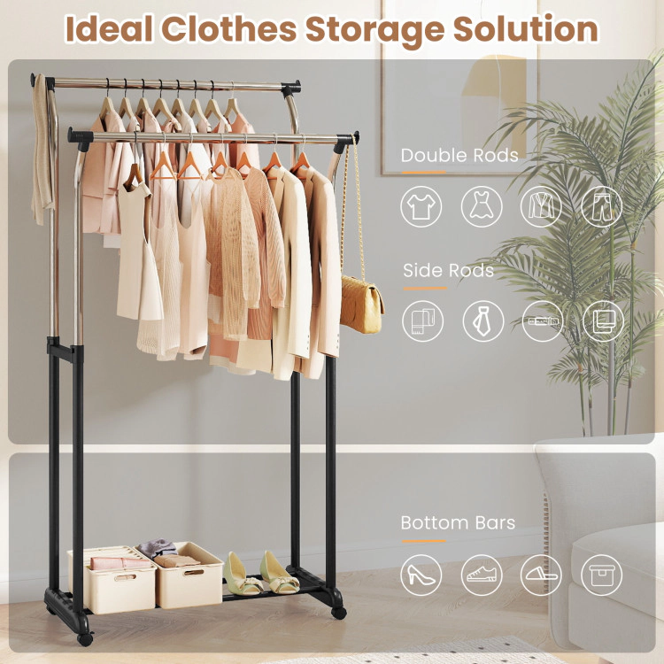 Hivvago Adjustable Height Clothing Rack with Dual Hanging Rods