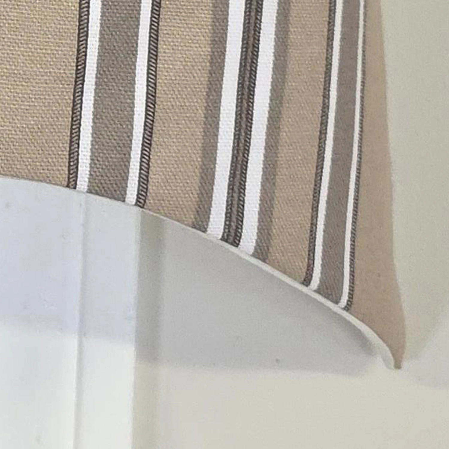 RLF Home French Stripe Regal Window Valance 100% Cotton Lined Rod Pocket 50" x 17" Beige