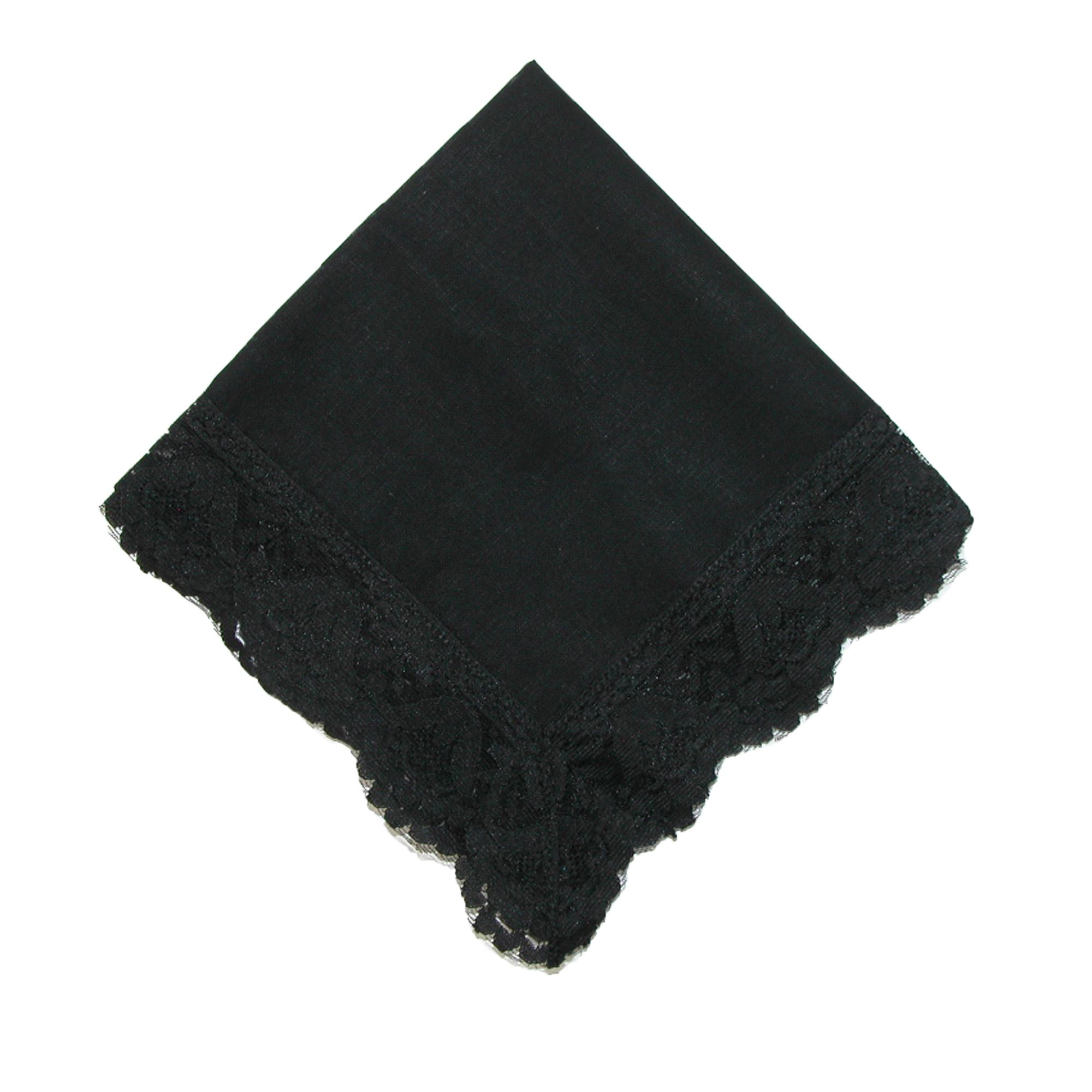 CTM Women's Twilight Beauty Black Lace Handkerchief