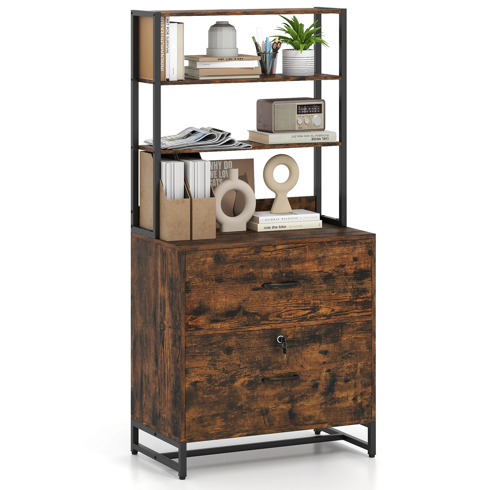 SlickBlue 62-Inch Office Filing Cabinet with Drawers and Shelves