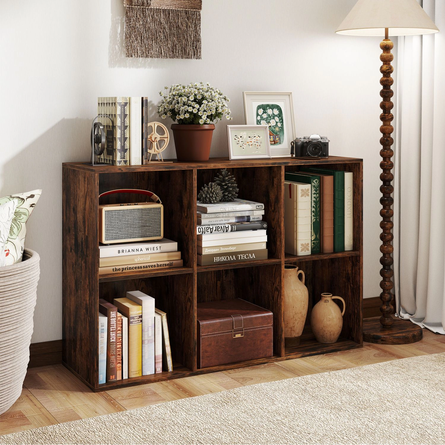 SlickBlue 6 Cube Bookcase with Open Storage Shelves for Home Organization