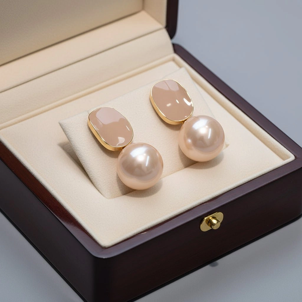 DressAtR Women's Geometric Pearl Drop Earrings
