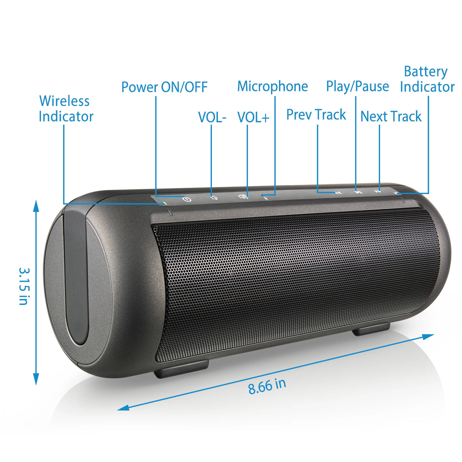 GBruno Dual-Driver Wireless Speaker With Microphone