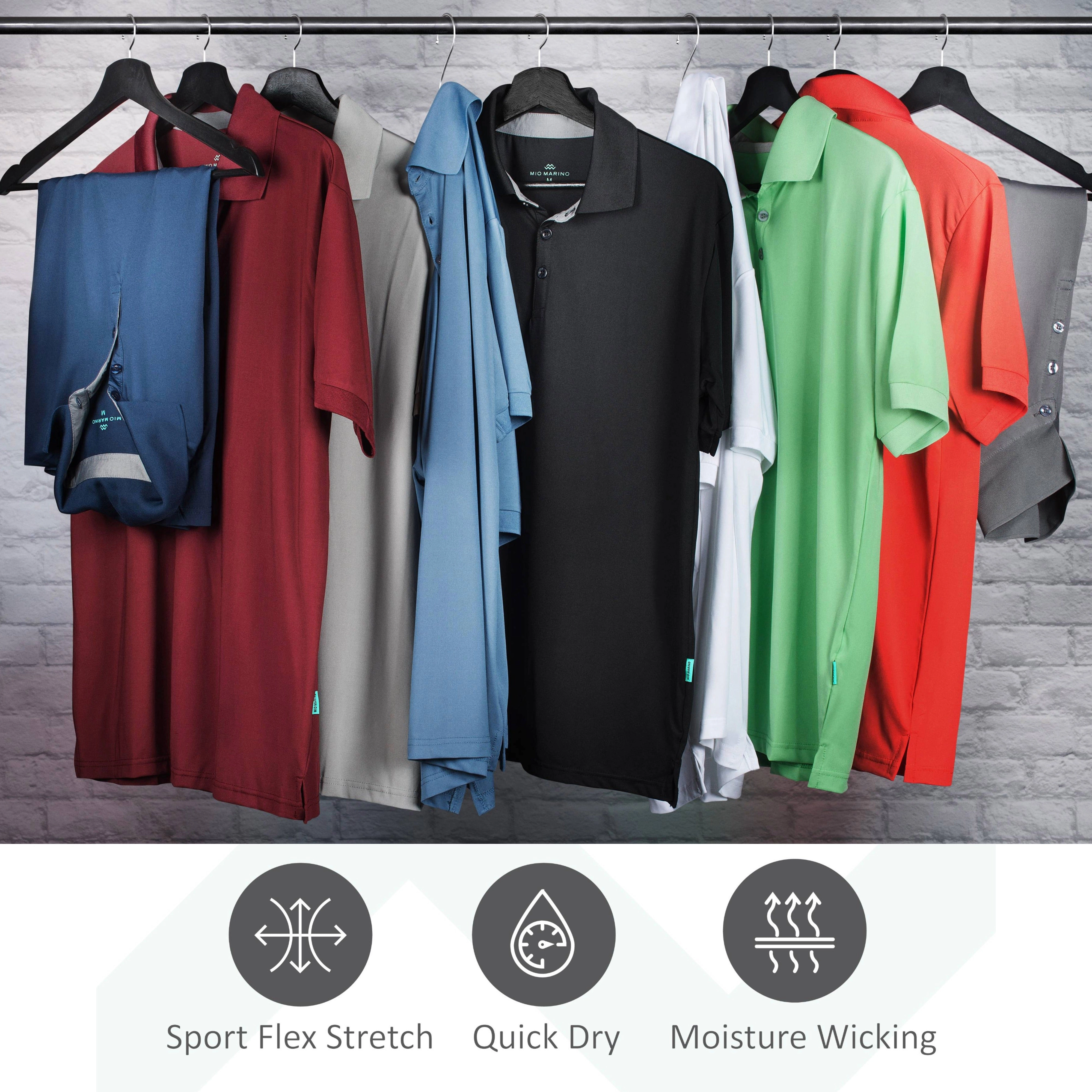 Mio Marino Men's Lightweight Performance Stretch Golf Polo Shirt