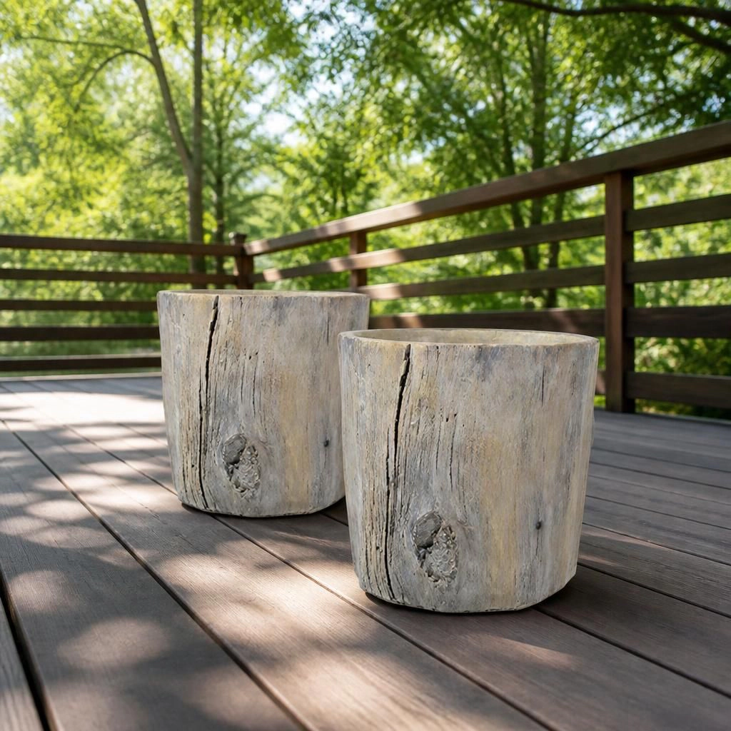 WOW PIONEER Solid Cement Outdoor Garden Planter Pot for Planting Flowers Herbs and Greenery