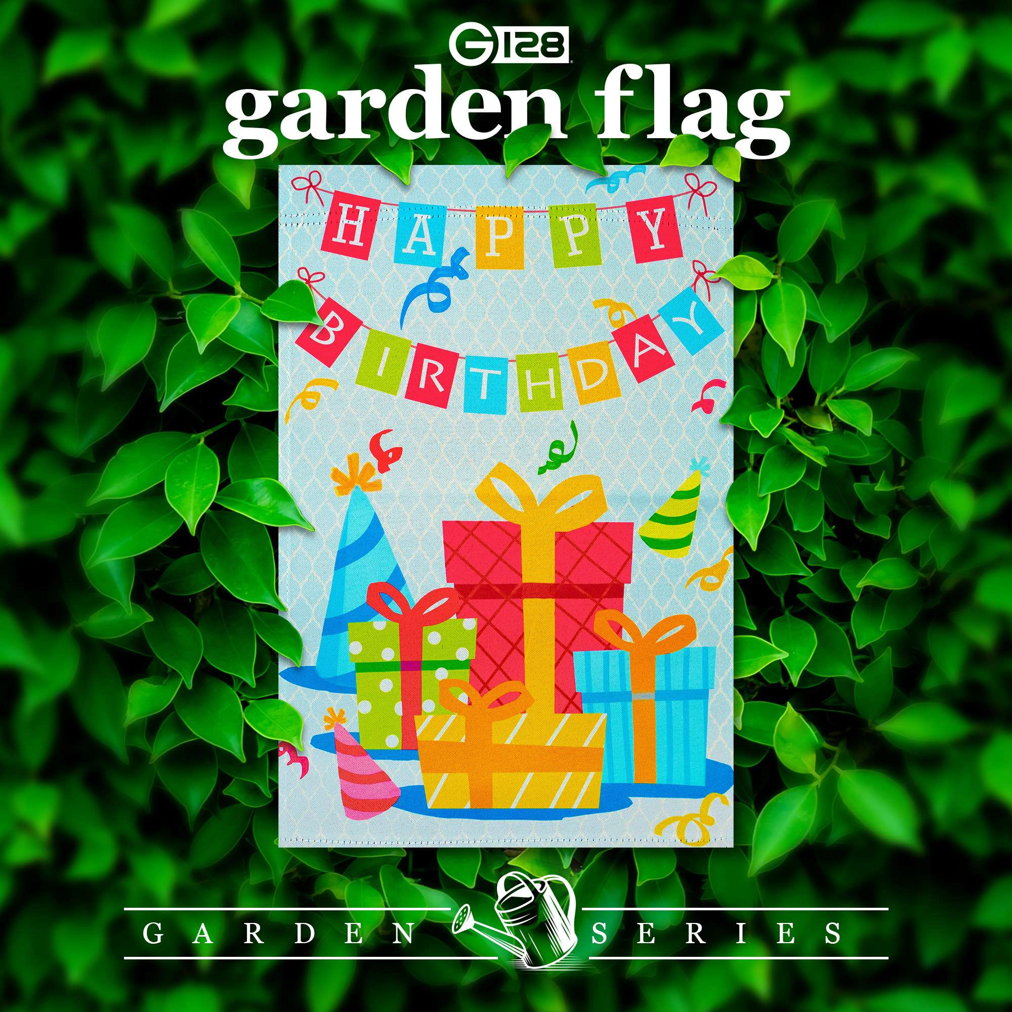G128 Happy Birthday Presents Garden Flag 12x18 in Double-Sided Outdoor Yard Decoration