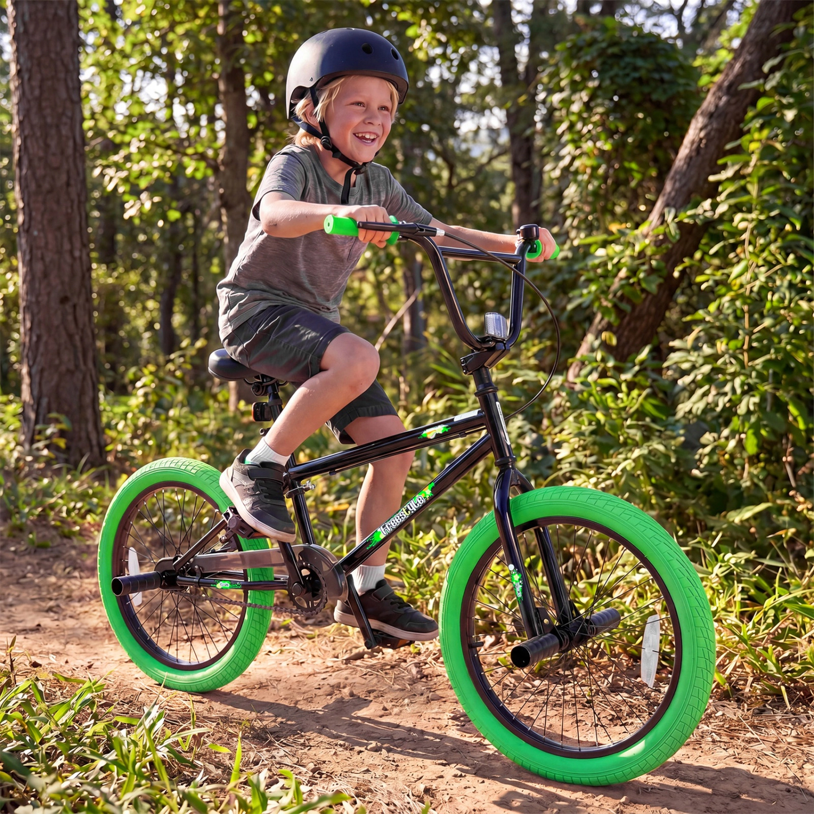 SUGIFT 20-in Trick Bicycle with 270 Degree Steering, 270° Handlebar, Adjustable Seat 110-lb Capacity Ages 8+ Green