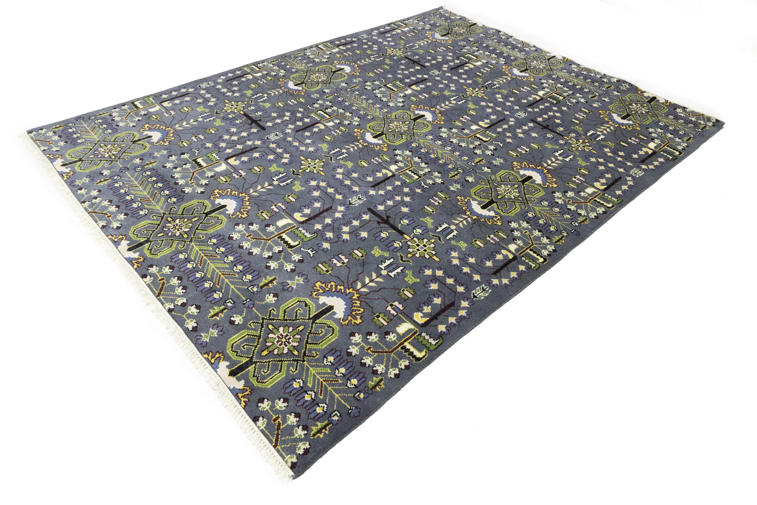 Magic Rugs 9'0 X 12'0 Hand Knotted Tribal Gray Floral Oriental Wool Rug