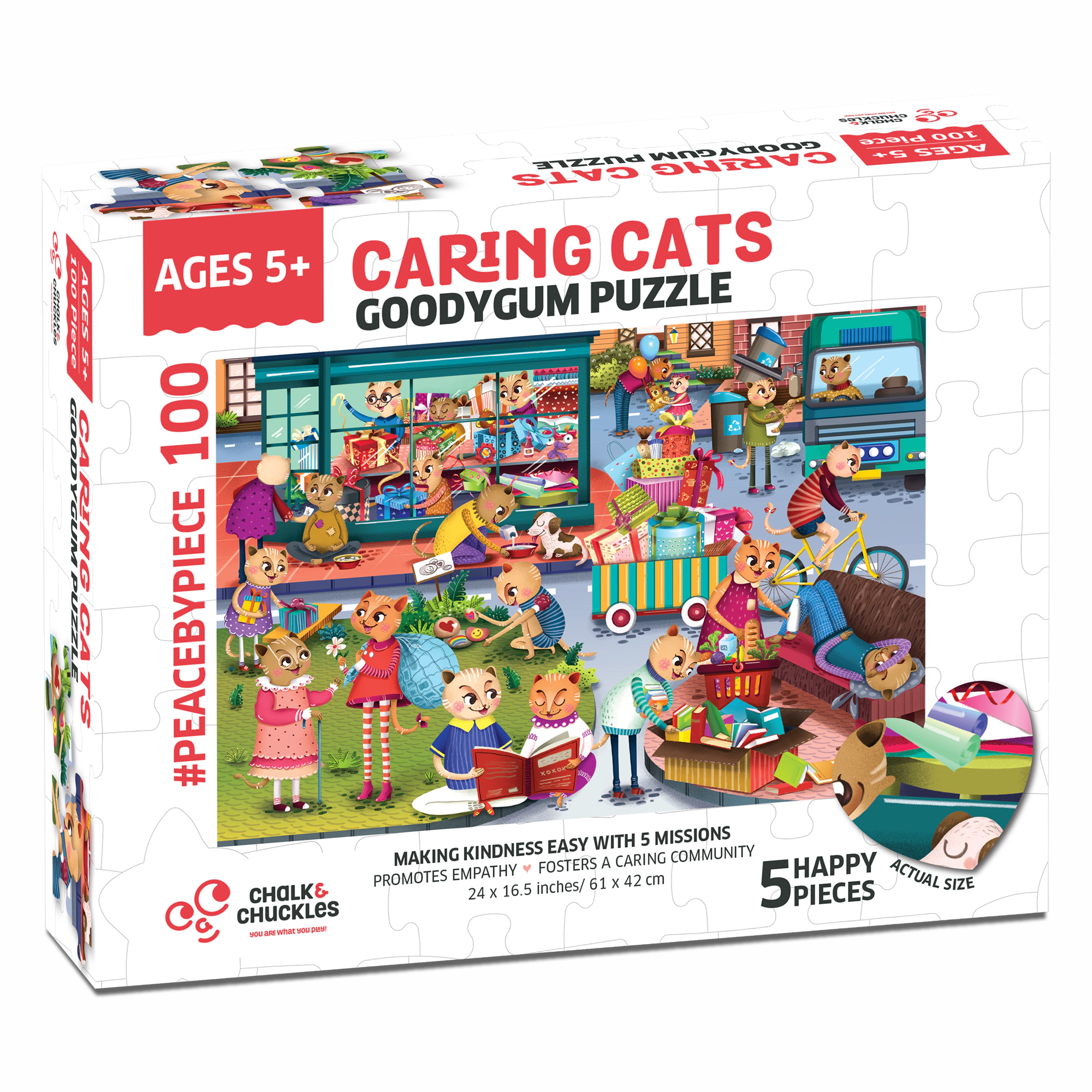 Chalk & Chuckles Caring Cats GoodyGum Activity Puzzle -100 pieces