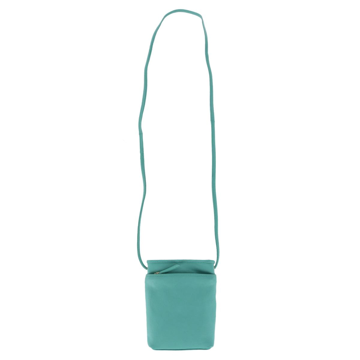 CTM® Women's Pebbled Grain Leather Open Top Mini Crossbody Bag