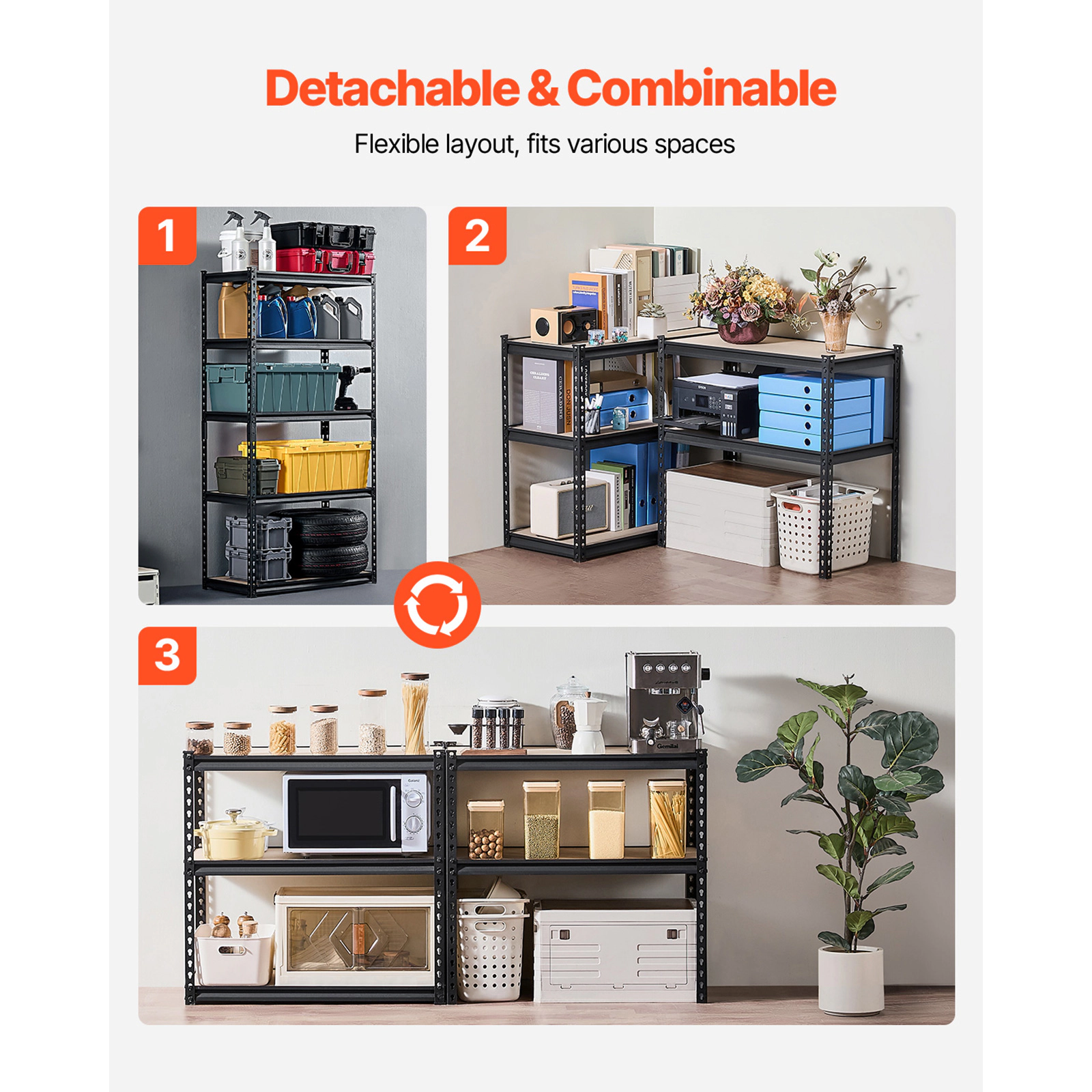 Flynama Storage Shelves 16Inches D x 32Inches W x 62 4/5Inches H 5-tier Garage Storage Shelving