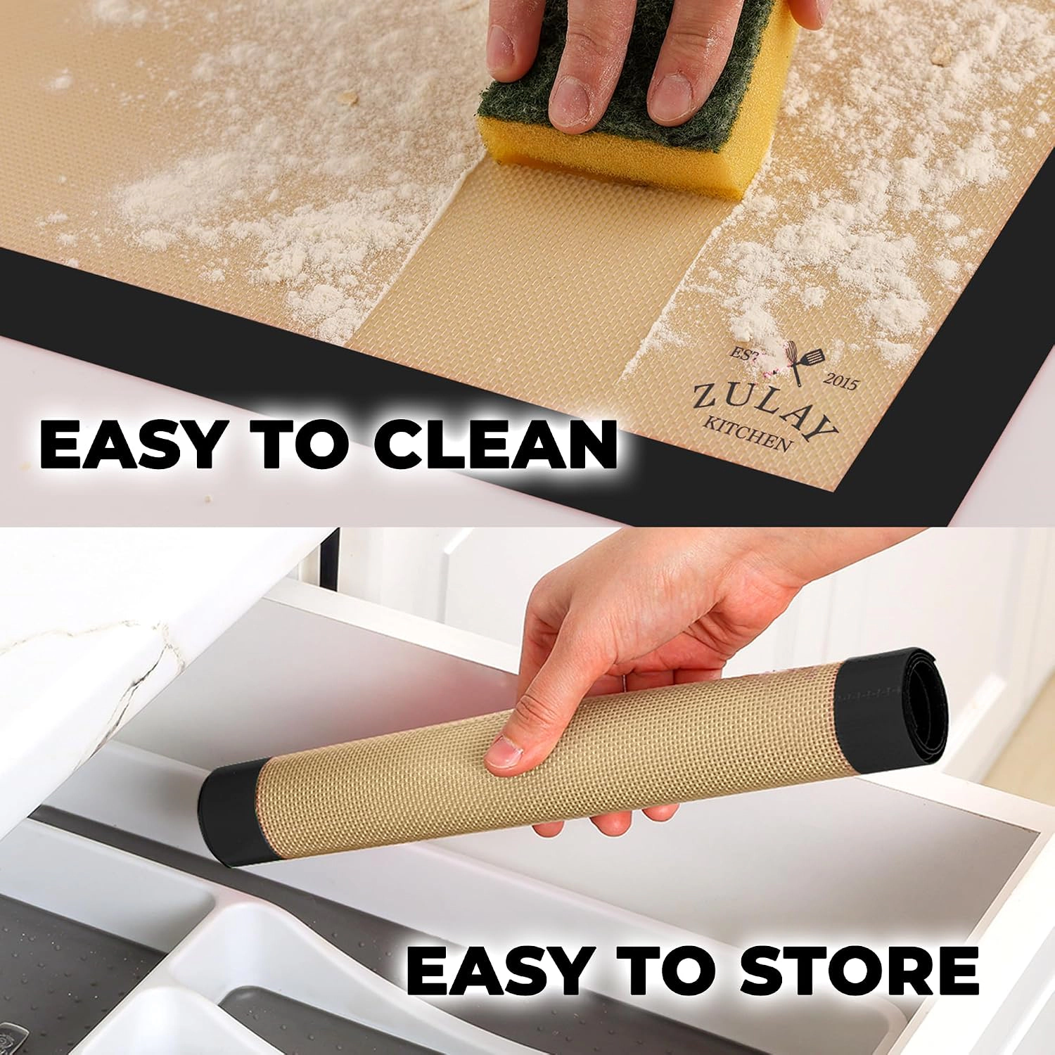 Zulay Kitchen 16.5"x11.6" 2-Pack Silicone Baking Mat - Reusable Nonstick Sheet