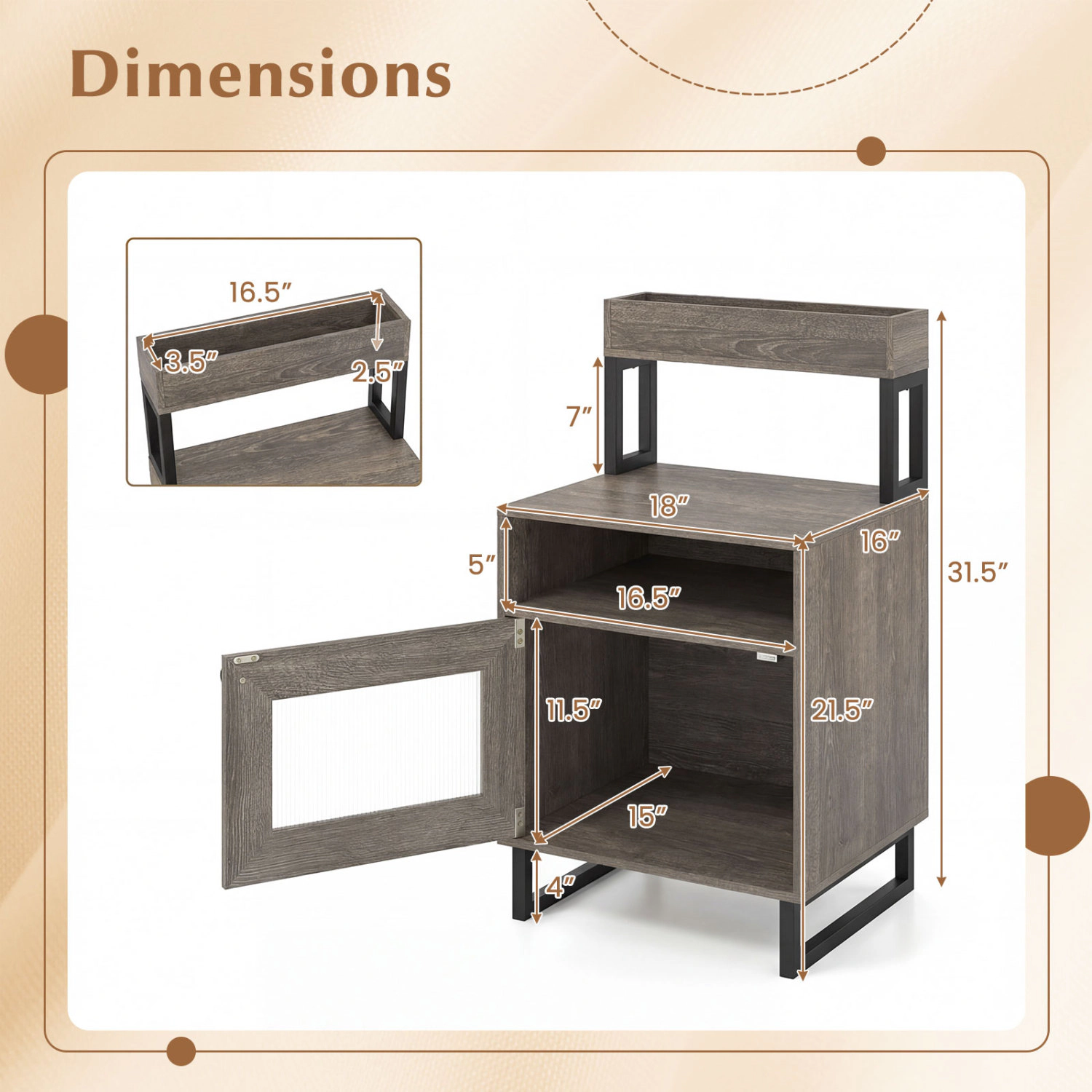 Hivvago Nightstand with LED Lights Modern End Table Top Tray Open Compartment and Storage Cabinet