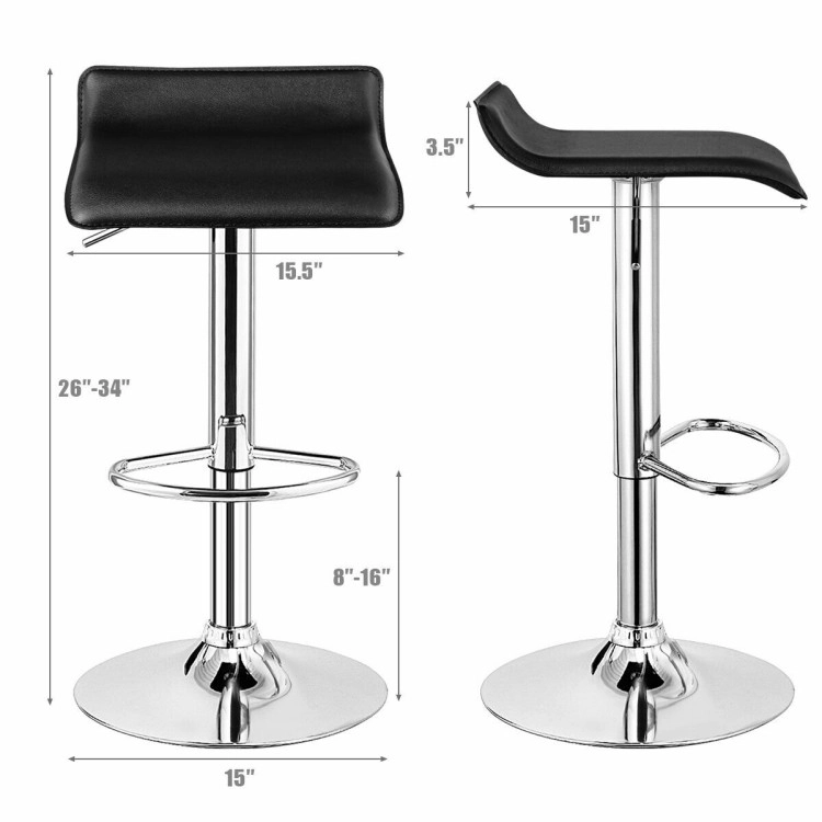 Hivvago Set of 2 Modern Adjustable Backless Bar Stools with PU Leather Seats