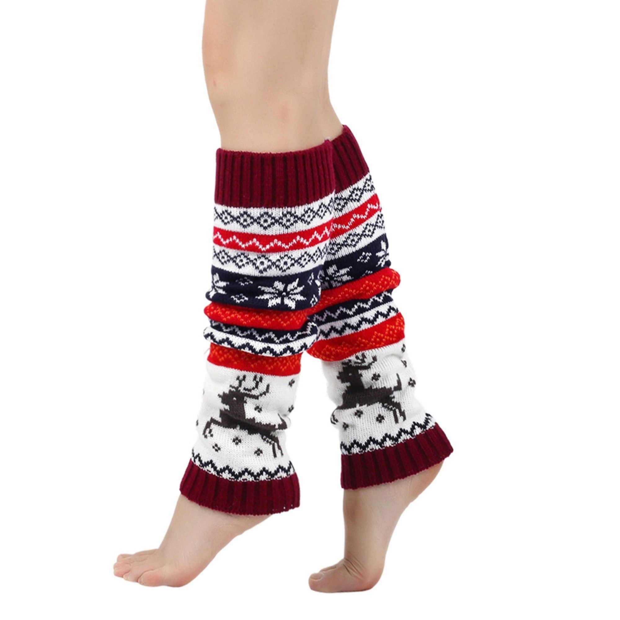 Anna-Kaci Women's Reindeer Snowflake Knit Winter Leg Warmers 15.5 x 5