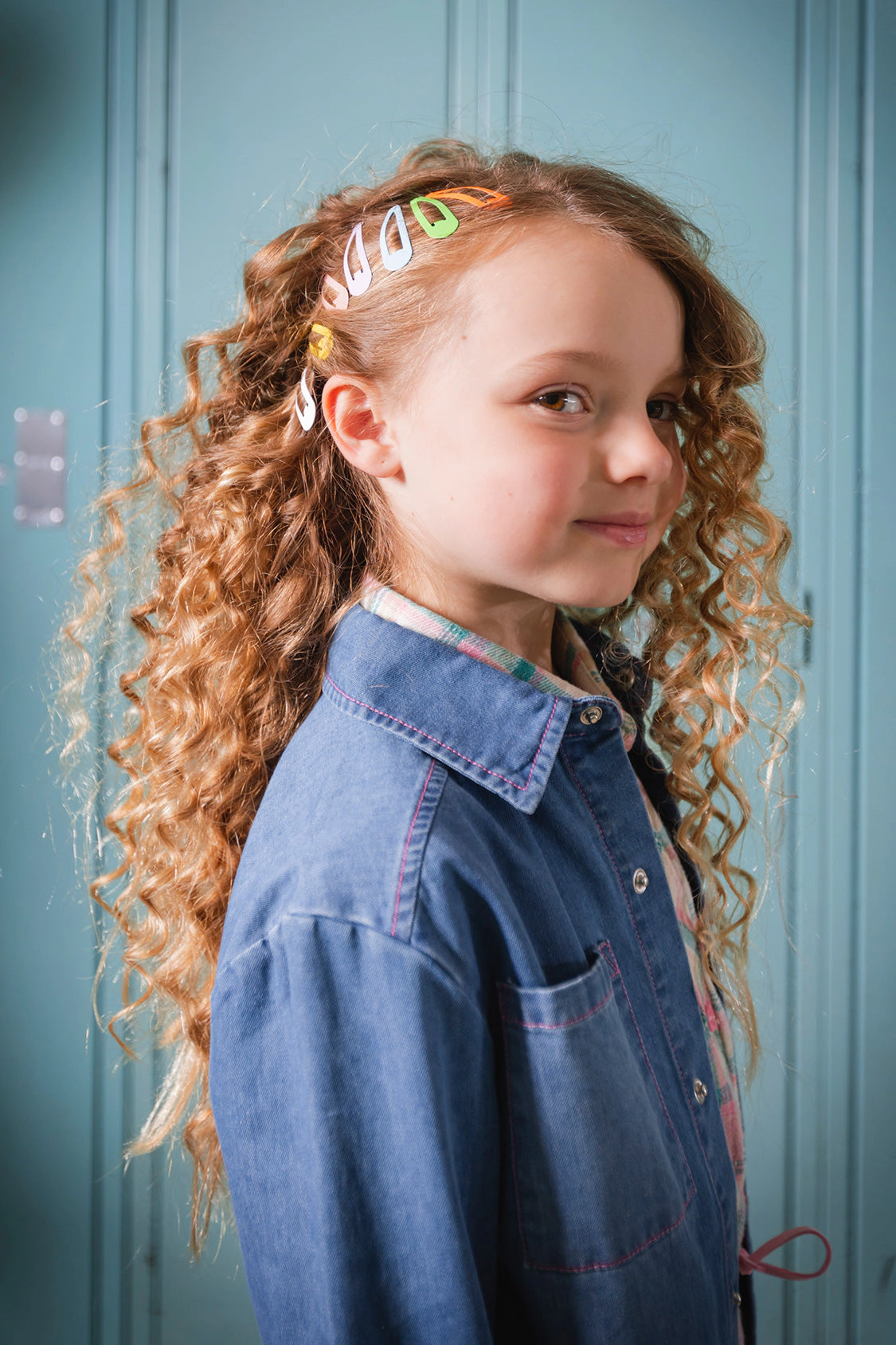 Deux par Girls Smiley Graphic Snap-Front Denim Shirt
