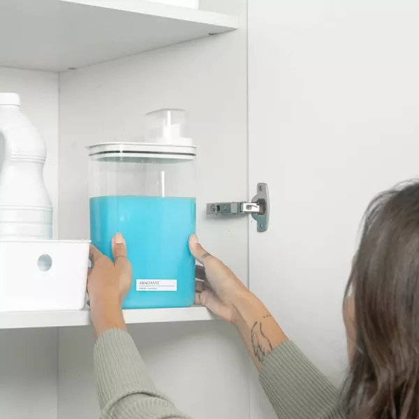 OU Laundry Detergent Dispenser w/ Measuring Cap, Liquid Laundry Soap & Fabric Softener Dispenser w/ Drip Return Lid