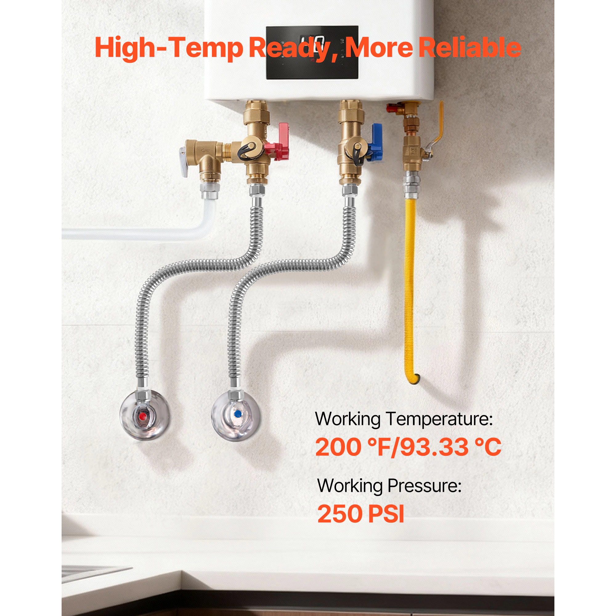 HONGGE Water Heater Kit Water Heater Flex Connector Waters Heaters Installation Kit with FIP FIP Inlet & Outlet