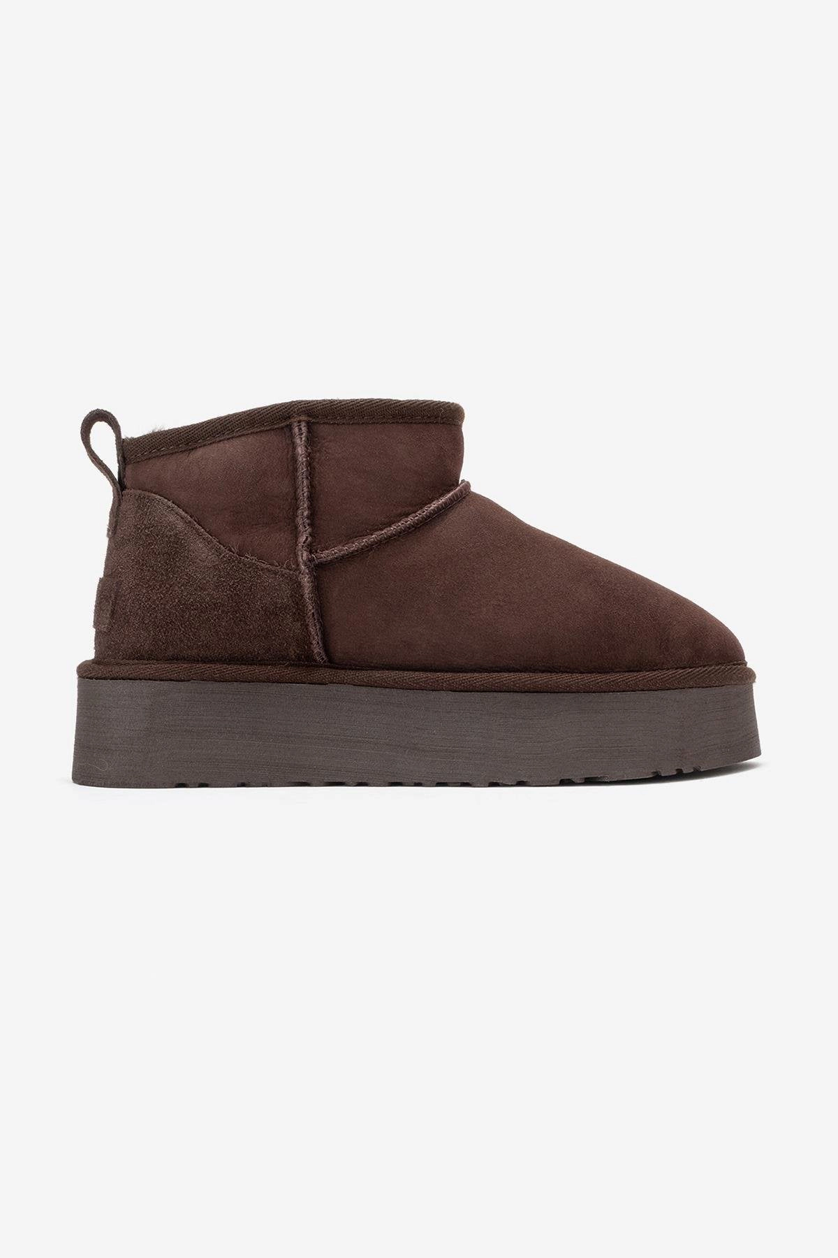 Forever & Always Womens Havana Leather Platform Ankle Boots