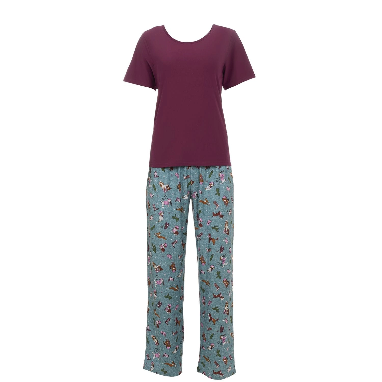 MeMoi Women's Rodeo Dogs Two Piece Pajama Set A Bag