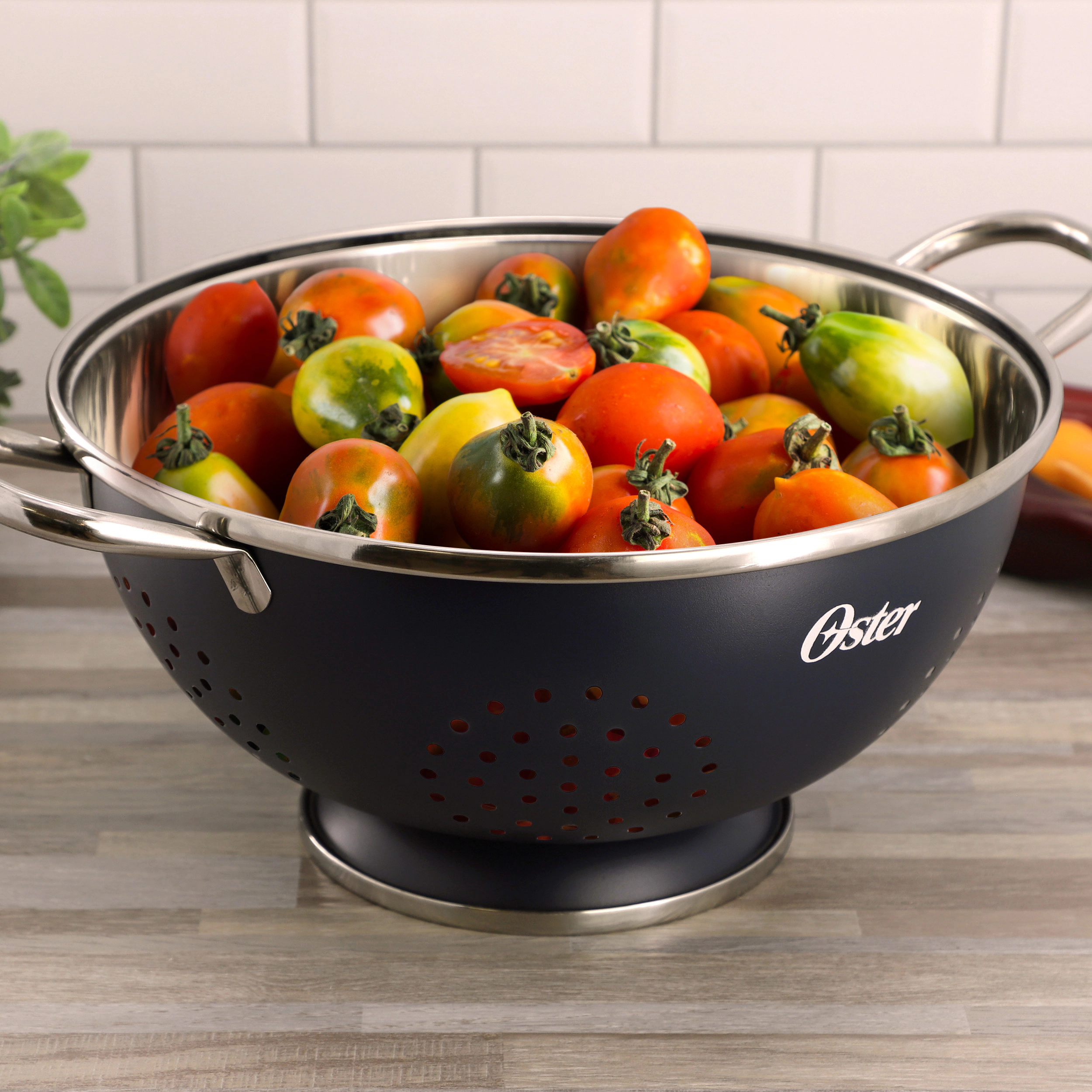 Oster Corden 5 Quart Stainless Steel Colander in Matte Blue