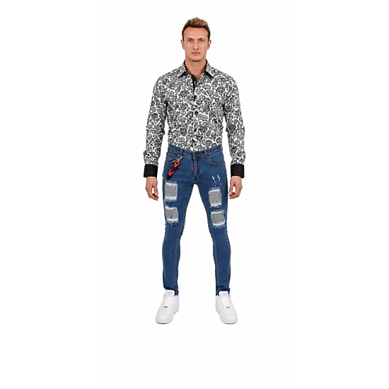 Elie Balleh Men's Patchwork Distressed Jeans