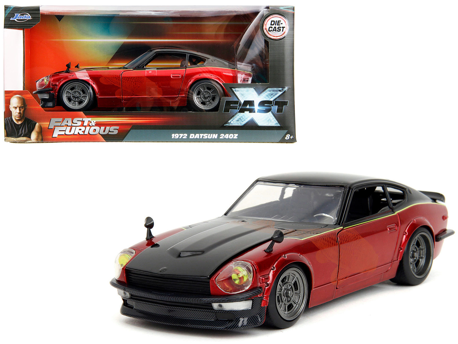 Jada 1972 Datsun 240Z Black and Red Metallic with Graphics "Fast X" (2023) Movie "Fast & Furious" Series 1/24