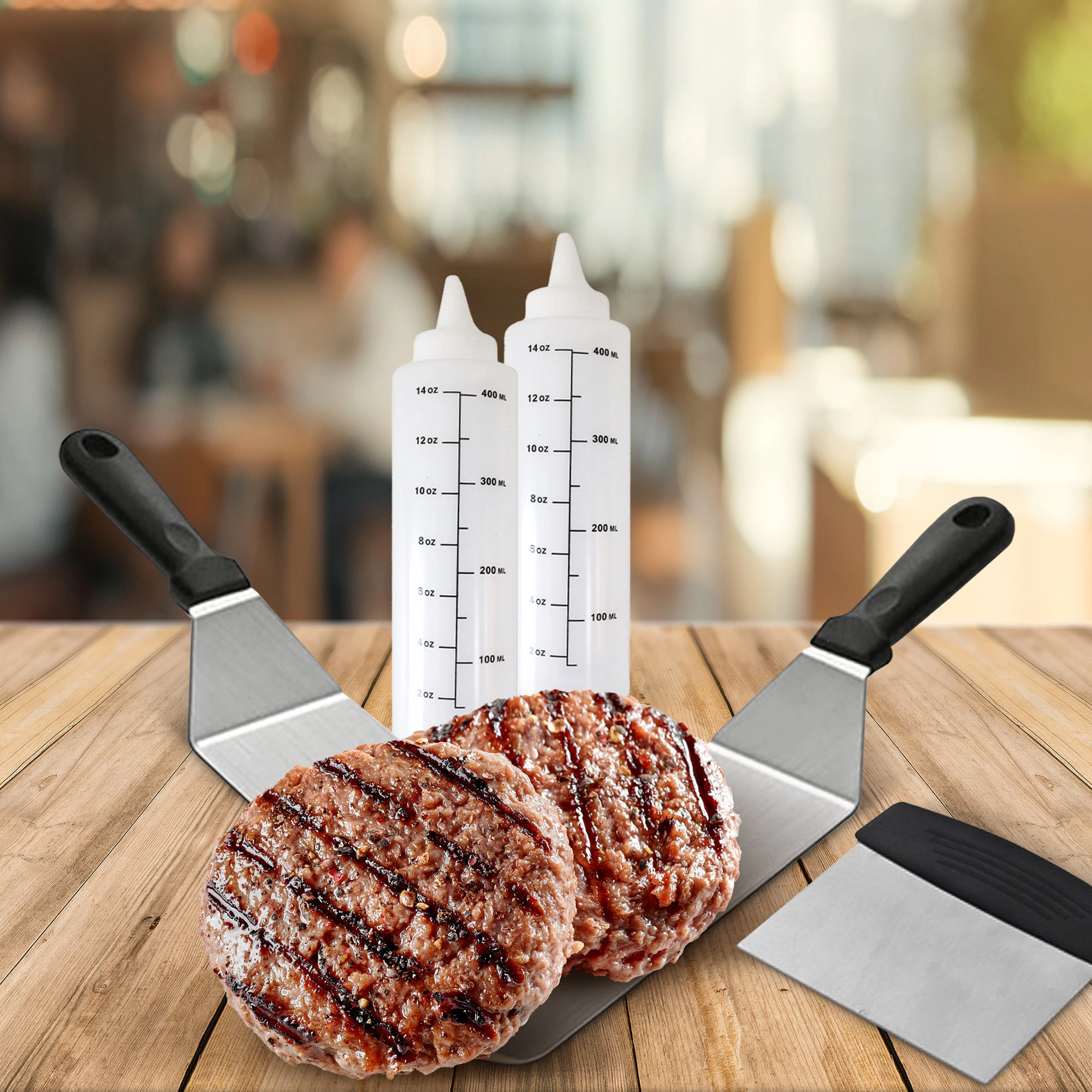 Cheer Collection 5-Piece Stainless Steel Griddle Tool Set