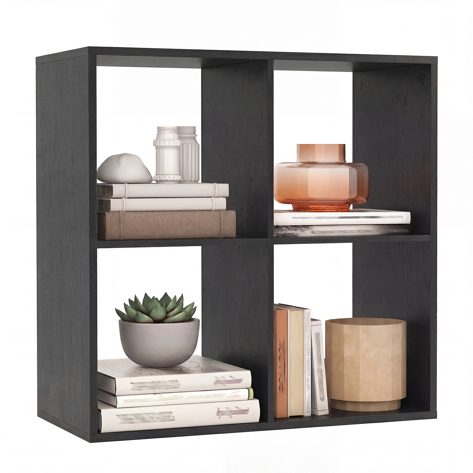 LJG Cube Bookshelf with Back Guardrail for Living Room Bedroom
