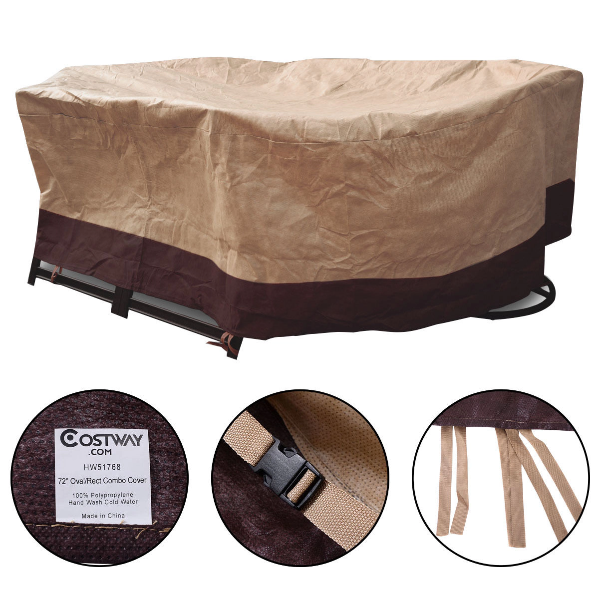 LJG 72 Inch Waterproof Oval/Rect Garden Table Cover
